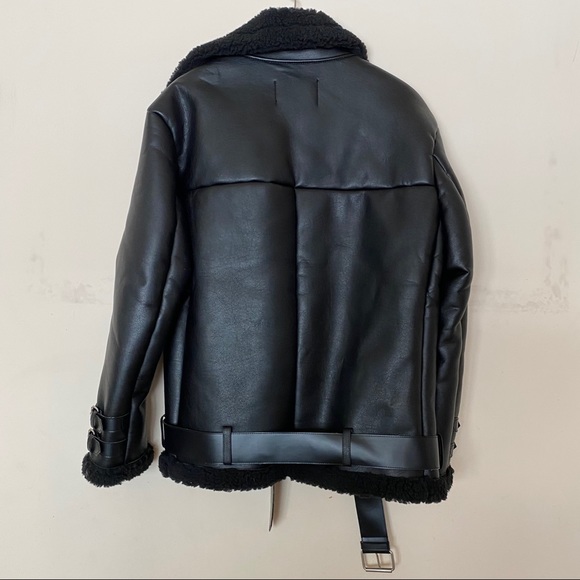 YAN13 Men’s Shearling Lined Bomber Jacket - Picture 3 of 10